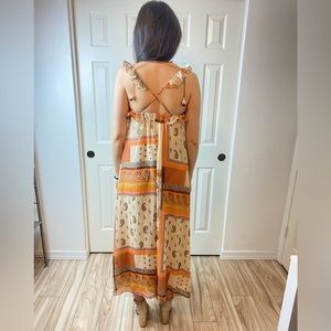 Zara | Dresses | 8 Zara Chiffon Beige Mix Paisley Long Maxi Dress ...